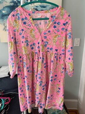 Lilly Pulitzer Pink Floral & Tiger Print Long Sleeve Dress